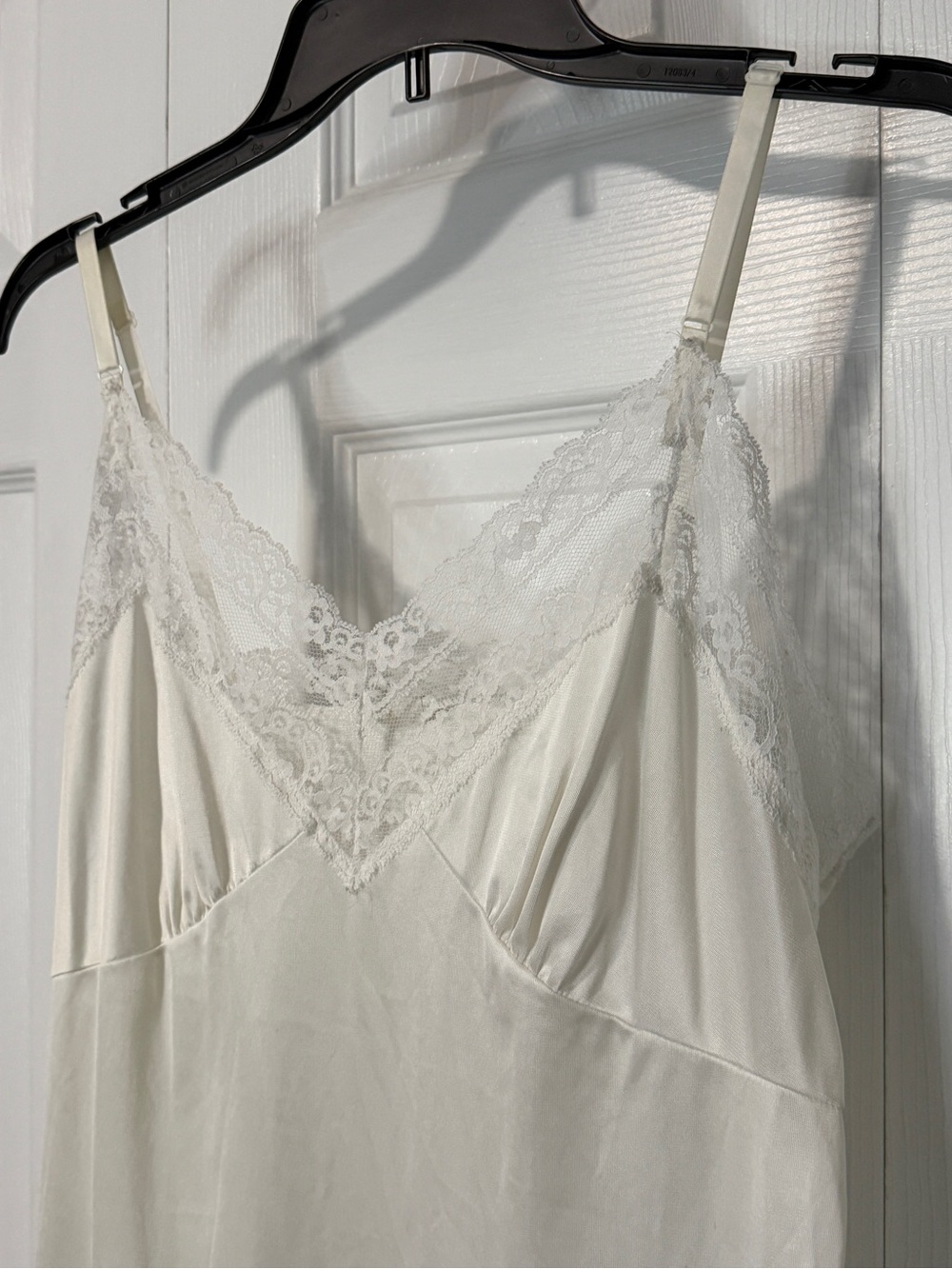Vintage Sliperfection White Lace Trim Slip Dress Nightgown Made in USA Size 38